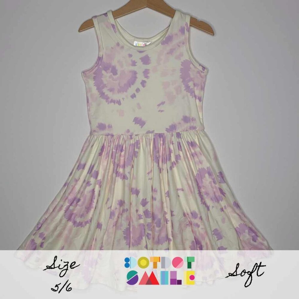 DotDotSmile Size 5/6 Tank Dress - Purple swirl tie-dye print